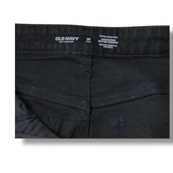 Old Navy Extra High Rise Rockstar Super Skinny Black Denim Jeans Women’s Sz 10T - Picture 8 of 13